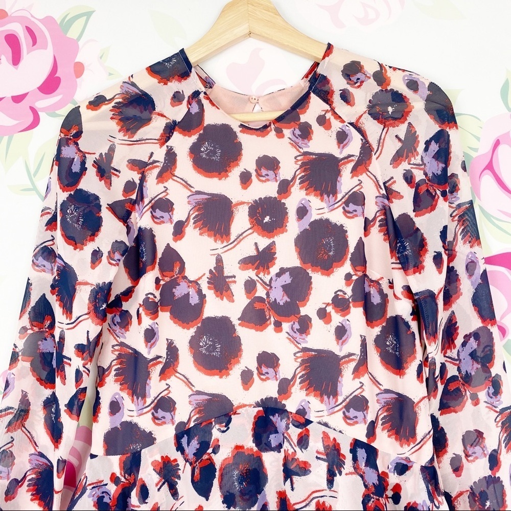 NEW H&M Printed Floral Ruffle Midi Dress 2 - Picture 2 of 8